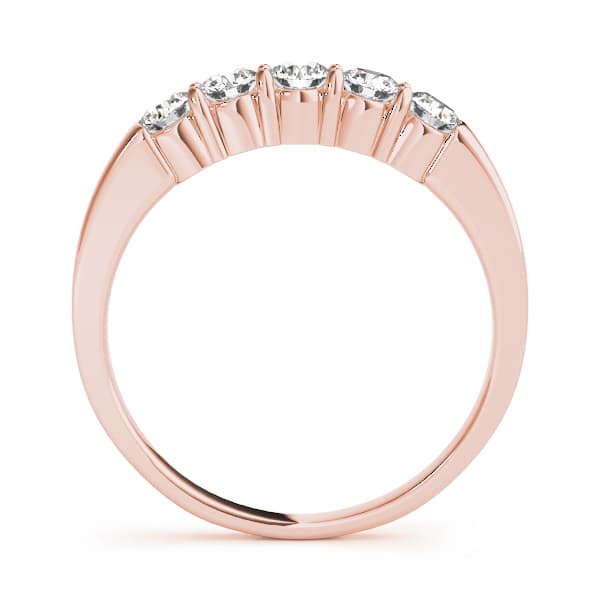 Shared Prong Wedding Band (2 ct. tw.), Side view in rose gold
