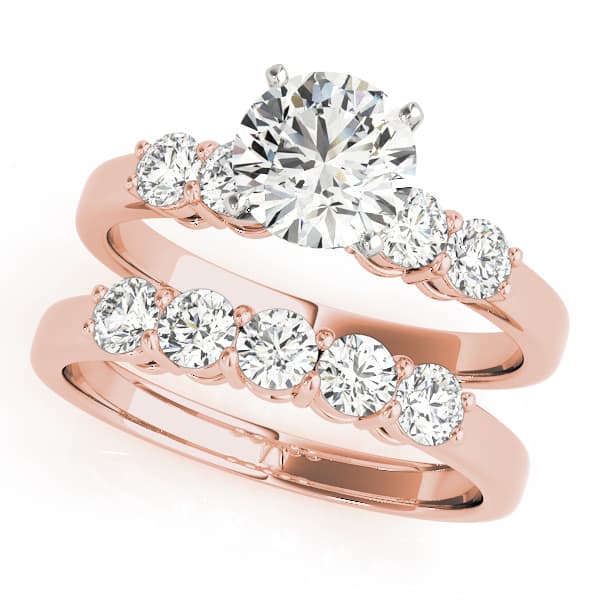 4-Stone Shared Prong Engagement Ring, style 50633, On hand view in rose gold