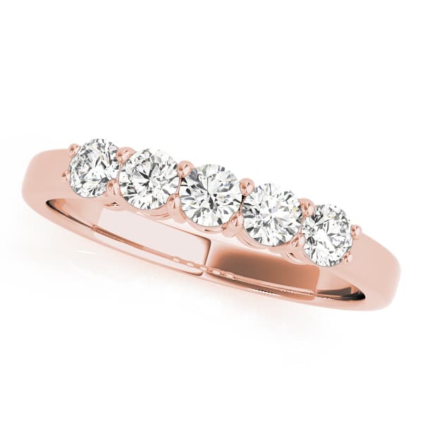 5-Stone Shared-Prong Wedding Band (2 ct. tw.), Front view in rose gold