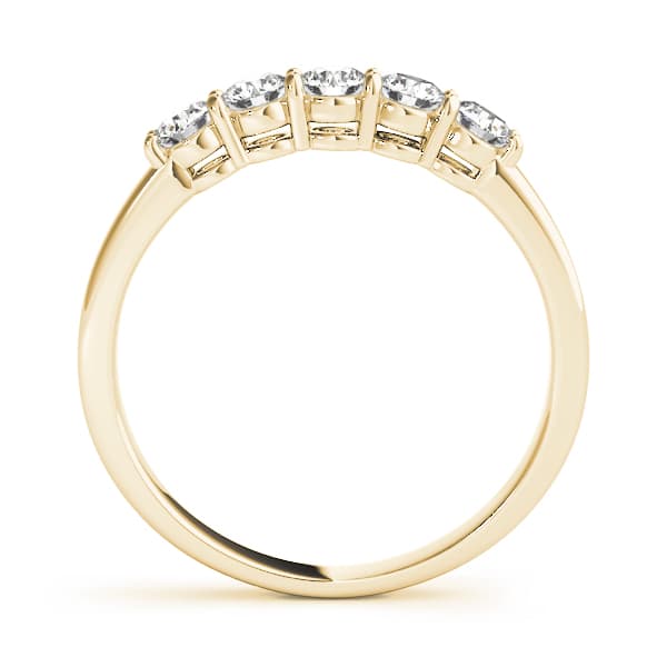 5-Stone Shared-Prong Wedding Band (2 ct. tw.), Side view in yellow gold