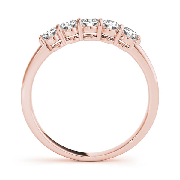 5-Stone Shared-Prong Wedding Band (2 ct. tw.), Side view in rose gold
