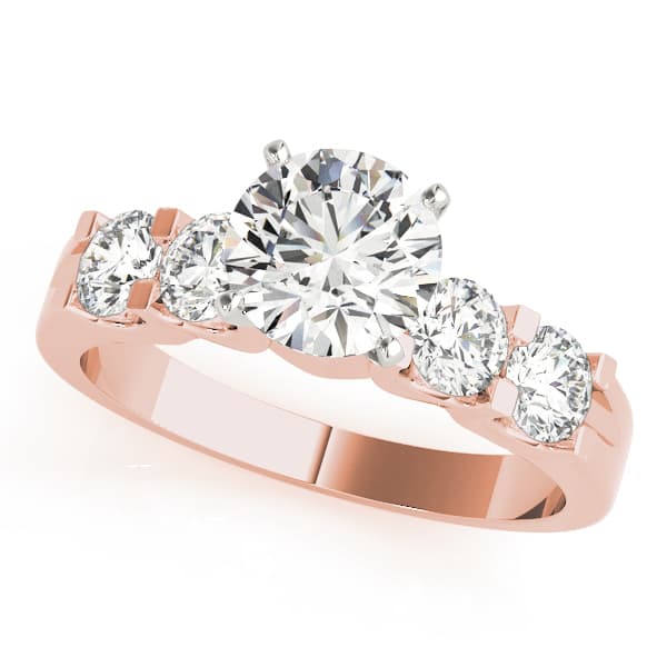 Single Row Prong Set Engagement Ring, style 50634, Front view in rose gold