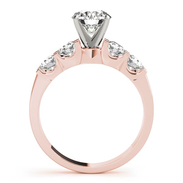 Single Row Prong Set Engagement Ring, style 50634, Side view in rose gold
