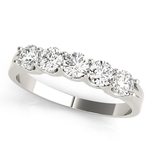 5-Stone Shared Prong Diamond Wedding Band — .45 CT — View 1