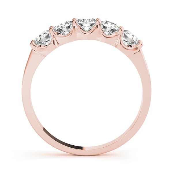 5-Stone Shared Prong Diamond Wedding Band (3/4 ct. tw.), Side view in rose gold
