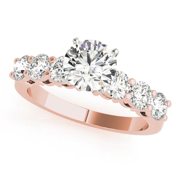 Shared Prong Engagement Ring, style 50635, Front view in rose gold