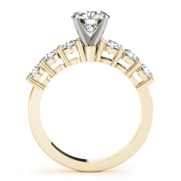 Shared Prong Engagement Ring, style 50635, Side view in yellow gold