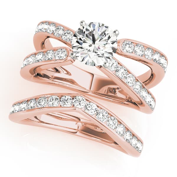 Multi-Row Engagement Ring, style 50636, On hand view in rose gold
