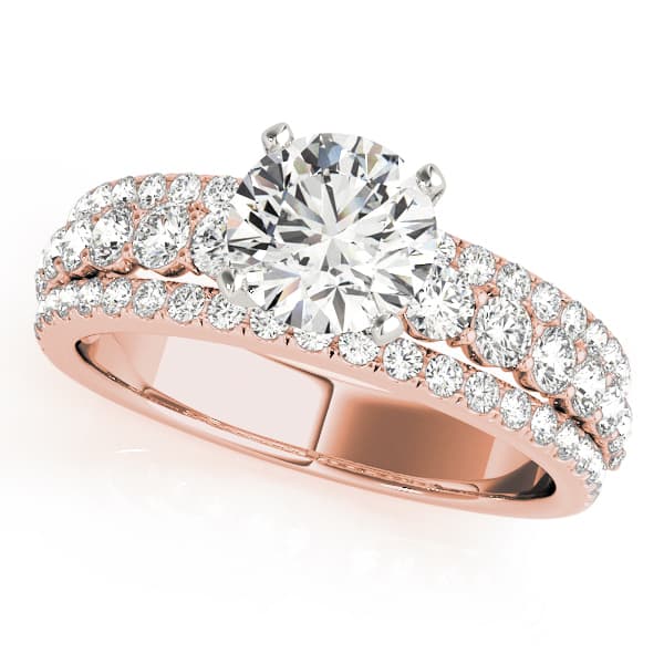 3-Row Engagement Ring, style 50637, Front view in rose gold