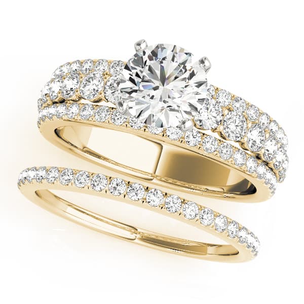 3-Row Engagement Ring, style 50637, On hand view in yellow gold