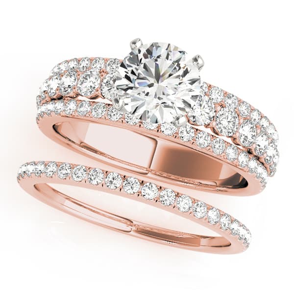 3-Row Engagement Ring, style 50637, On hand view in rose gold