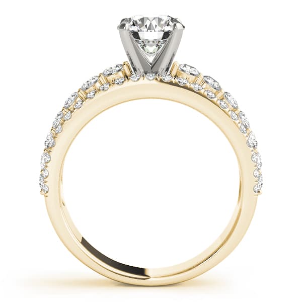 3-Row Engagement Ring, style 50637, Side view in yellow gold