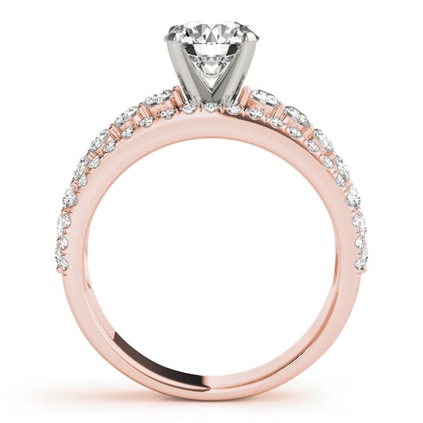 3-Row Engagement Ring, style 50637, Side view in rose gold