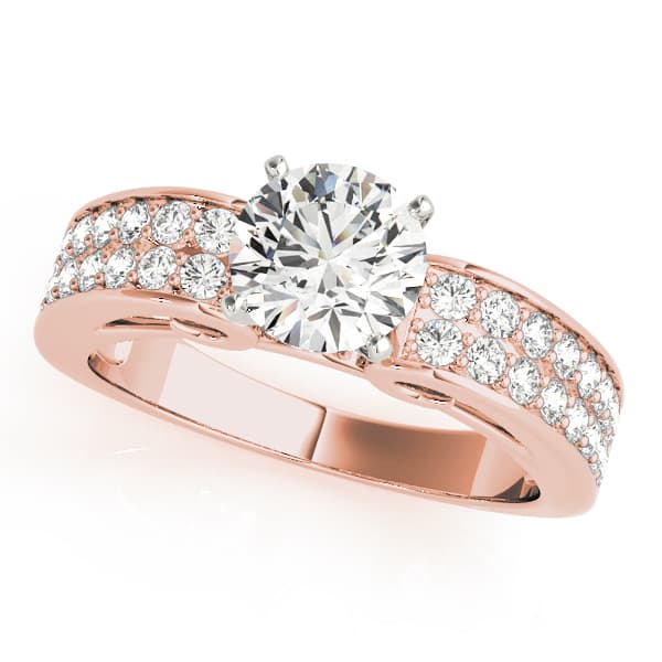 Multi-Row Engagement Ring, style 50638, Front view in rose gold