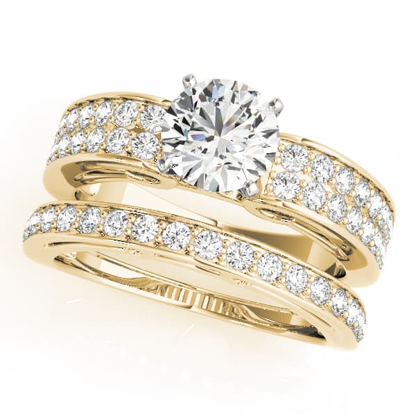 Multi-Row Engagement Ring, style 50638, On hand view in yellow gold