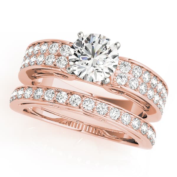 Multi-Row Engagement Ring, style 50638, On hand view in rose gold