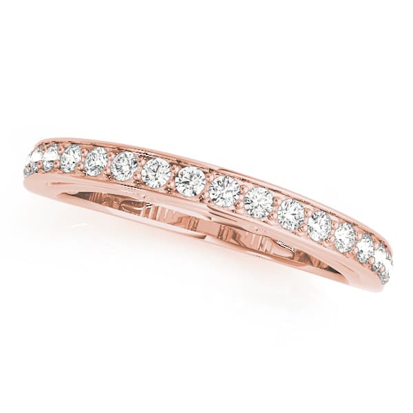 Prong Set Wedding Band (1/4 ct. tw.), Front view in rose gold