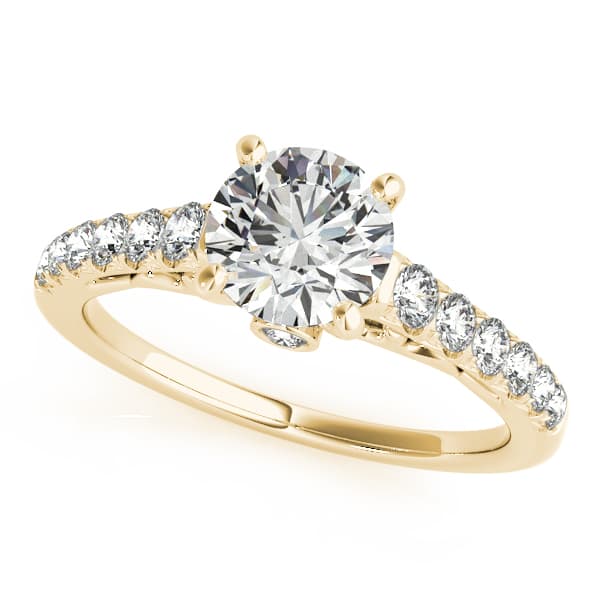 Single Row Prong Set Engagement Ring, style 50639, Front view in yellow gold