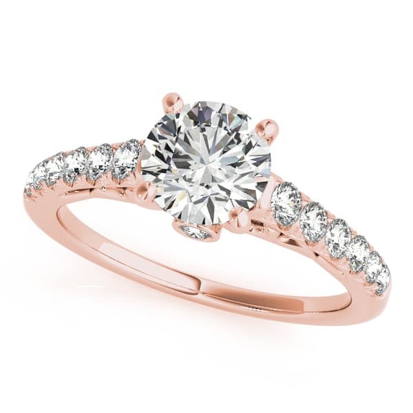 Single Row Prong Set Engagement Ring, style 50639, Front view in rose gold
