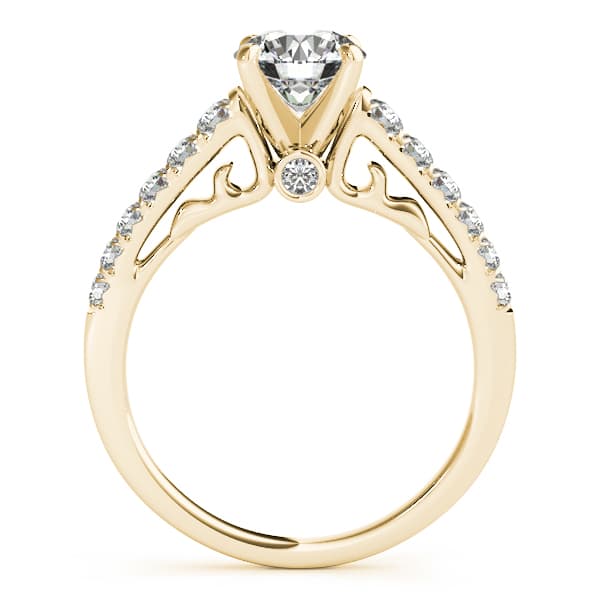 Single Row Prong Set Engagement Ring, style 50639, Side view in yellow gold