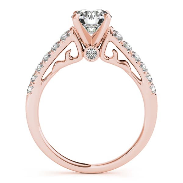 Single Row Prong Set Engagement Ring, style 50639, Side view in rose gold