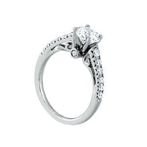 Single Row Prong Set Engagement Ring, style 50639, Top view in white gold or platinum