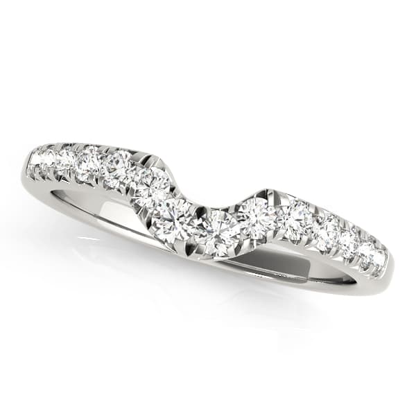 Single Row French-Cut Curved Wedding Band — View 1