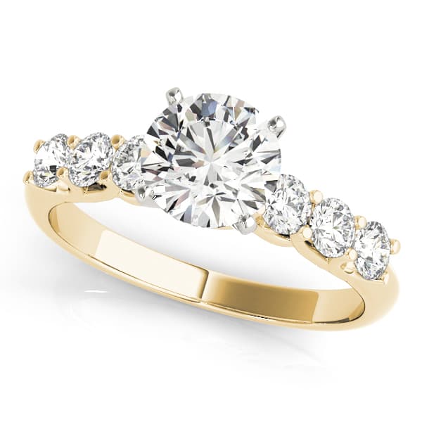 Single Row Trellis Engagement Ring, style 50641, Front view in yellow gold