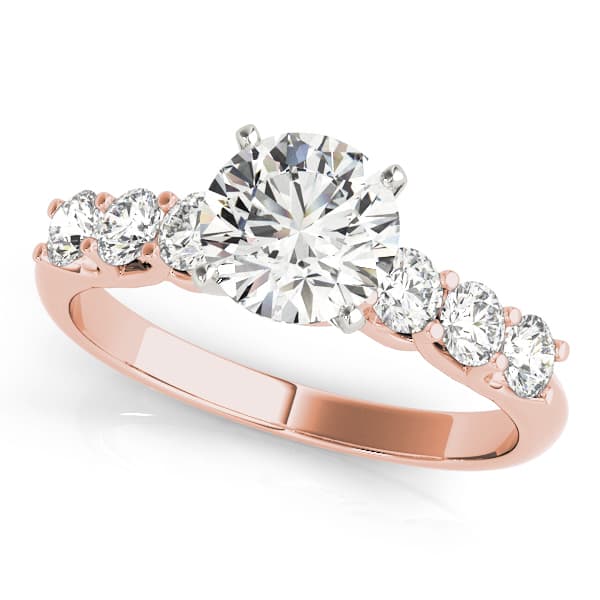 Single Row Trellis Engagement Ring, style 50641, Front view in rose gold