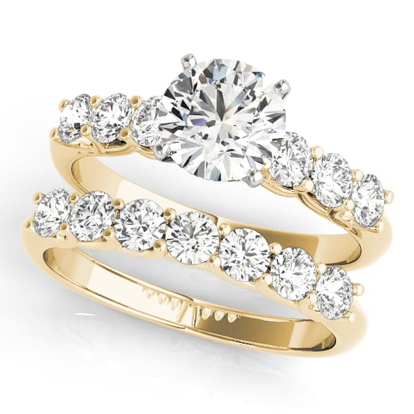 Single Row Trellis Engagement Ring, style 50641, On hand view in yellow gold