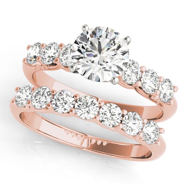 Single Row Trellis Engagement Ring, style 50641, On hand view in rose gold