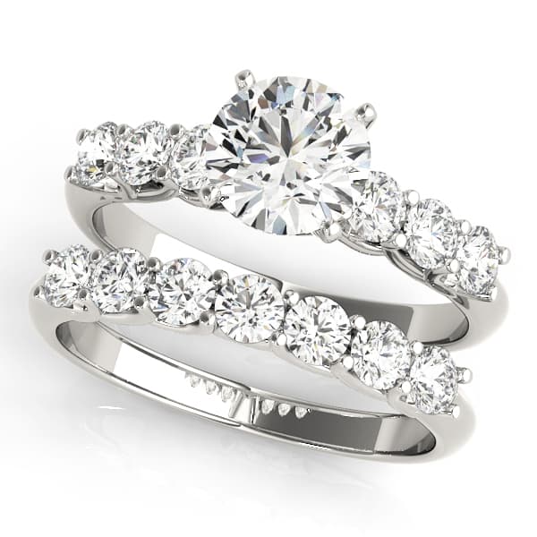 Single Row Trellis Engagement Ring, style 50641, On hand view in white gold or platinum