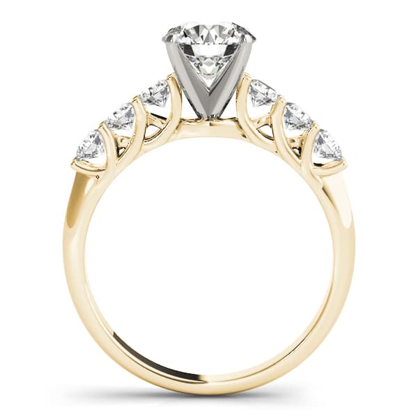 Single Row Trellis Engagement Ring, style 50641, Side view in yellow gold