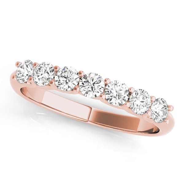 Prong Set Wedding Band (1/2 ct. tw.), Front view in rose gold