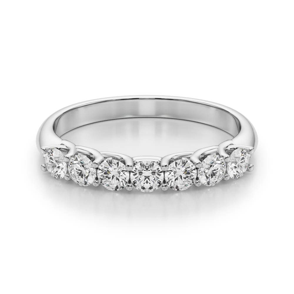 Prong Set Wedding Band (1.4 ct. tw.), On hand view in white gold or platinum