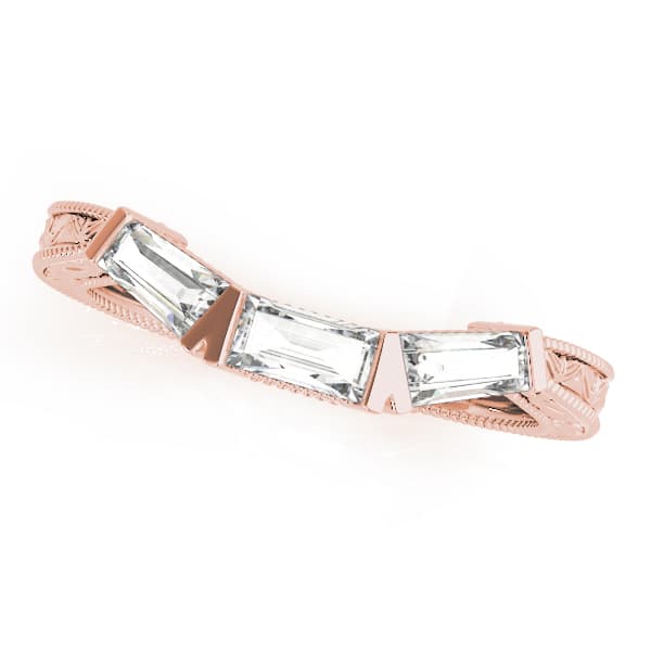 Fancy Shape Baguette Filigree Wedding Bands (0.72 ct. tw.), Front view in rose gold