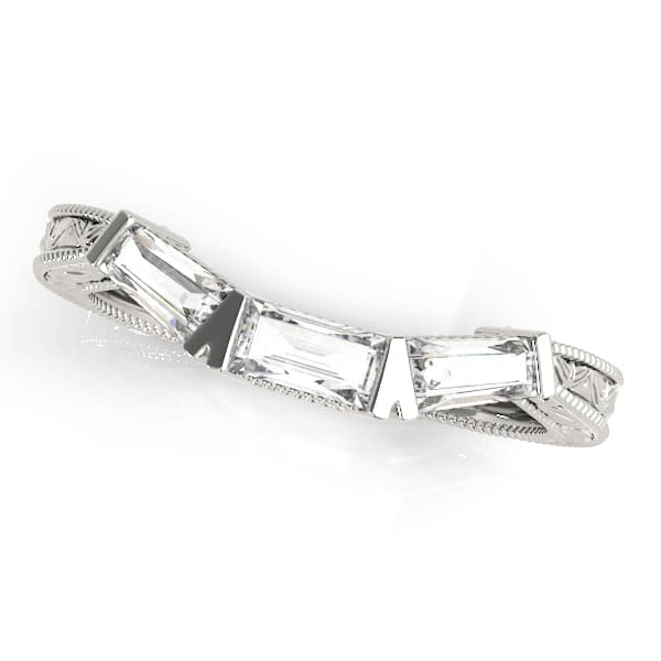 Fancy Shape Baguette Filigree Wedding Bands — View 1