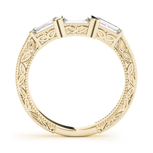 Fancy Shape Baguette Filigree Wedding Bands (0.72 ct. tw.), Side view in yellow gold