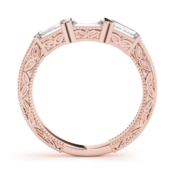 Fancy Shape Baguette Filigree Wedding Bands (0.72 ct. tw.), Side view in rose gold