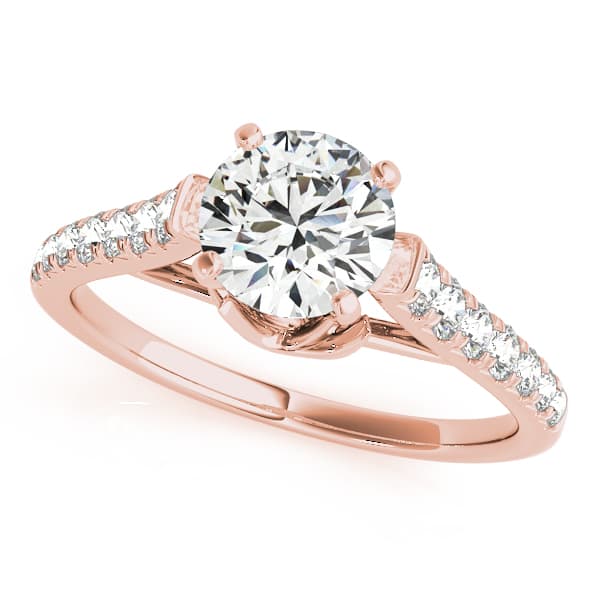 Single Row Prong Engagement Ring, style 50643, Front view in rose gold