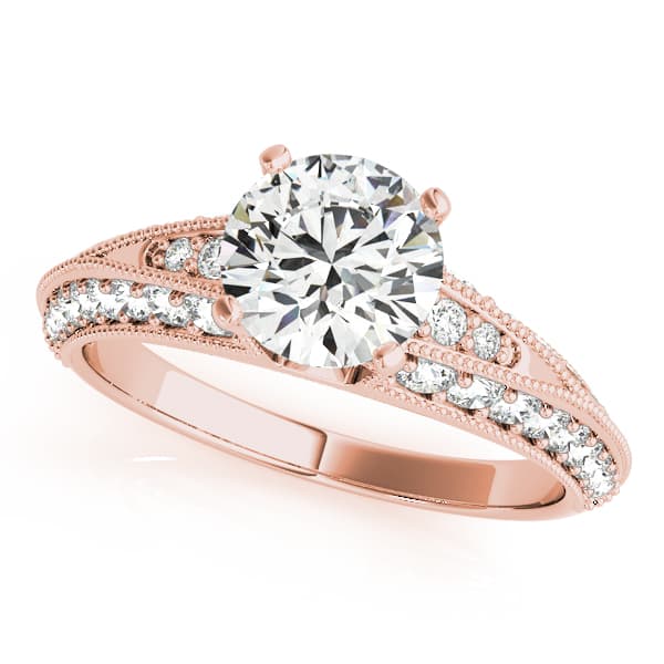 Multi-Row Milgrain Engagement Ring, style 50644, Front view in rose gold
