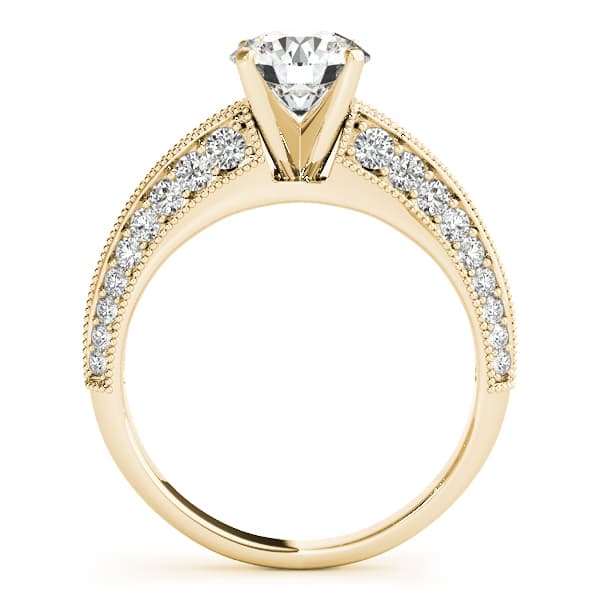 Multi-Row Milgrain Engagement Ring, style 50644, Side view in yellow gold