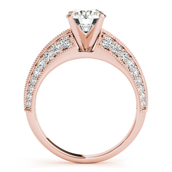 Multi-Row Milgrain Engagement Ring, style 50644, Side view in rose gold
