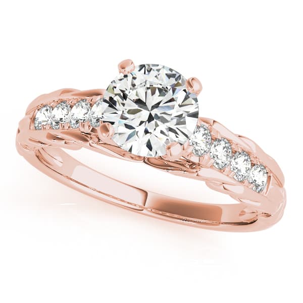Single Row Prong Engagement Ring, style 50645, Front view in rose gold