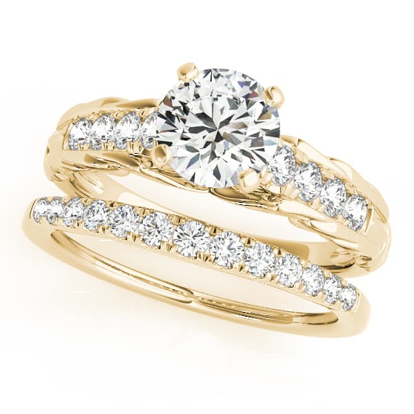Single Row Prong Engagement Ring, style 50645, On hand view in yellow gold