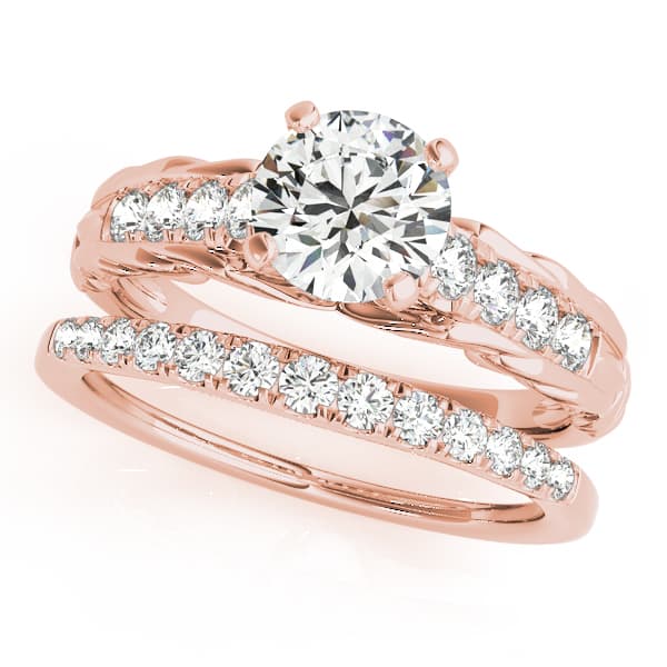 Single Row Prong Engagement Ring, style 50645, On hand view in rose gold