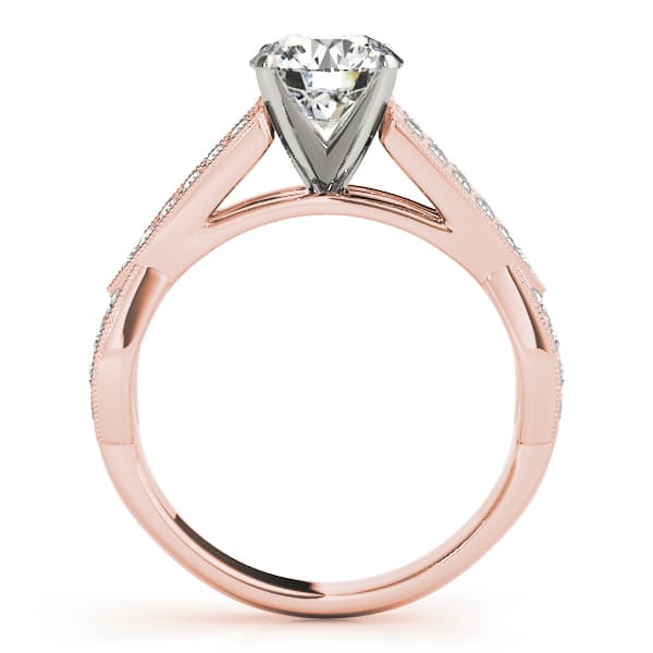 Multi-Row Split Shank Milgrain Engagement Ring, style 50646, Side view in rose gold
