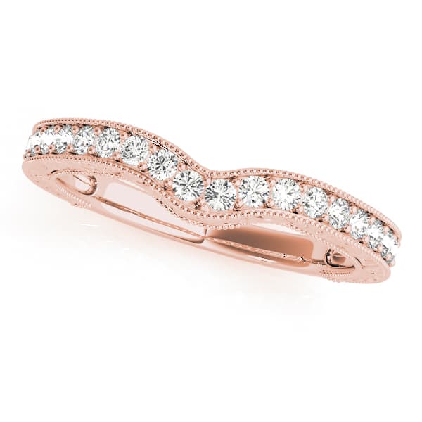 Milgrained Curved Wedding Band (0.27 ct. tw.), Front view in rose gold