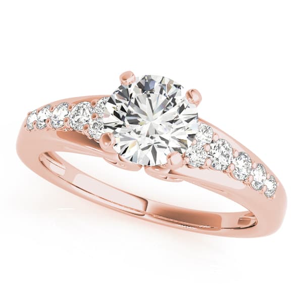Single Row Prong Set Engagement Ring, style 50649, Front view in rose gold