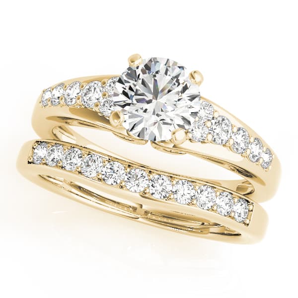 Single Row Prong Set Engagement Ring, style 50649, On hand view in yellow gold